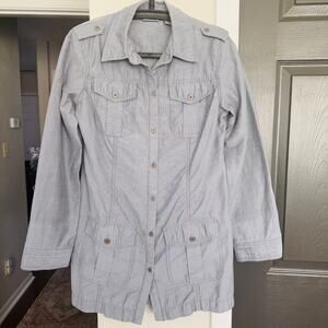 Chicos Womens Size 0 Long Sleeve Gray Jacket Walking Utility Career Normcore